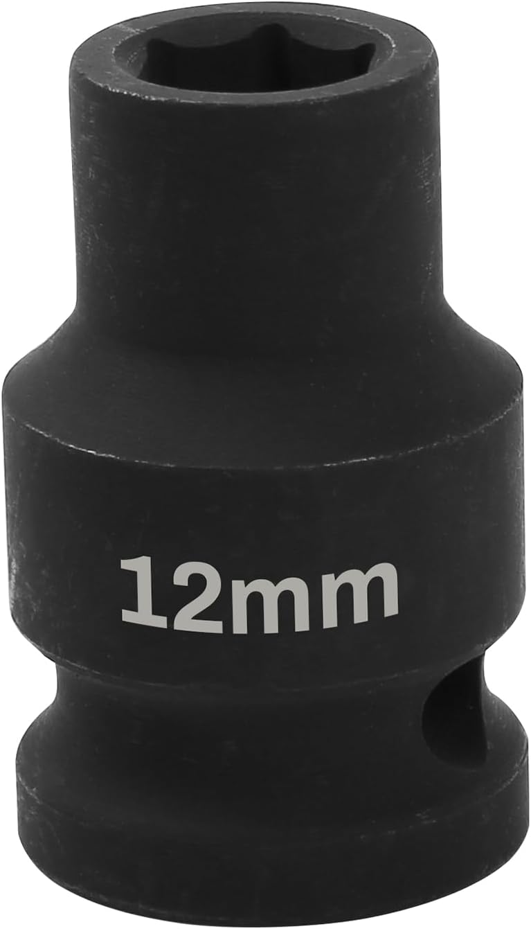 SUNKOO 1/2 Inch Drive 12mm Deep Impact Socket, CR-MO 6 Point Heavy Duty Metric Axle Nut Socket for Easy Removal of Axle and Wheel Hub Nuts - Image 1